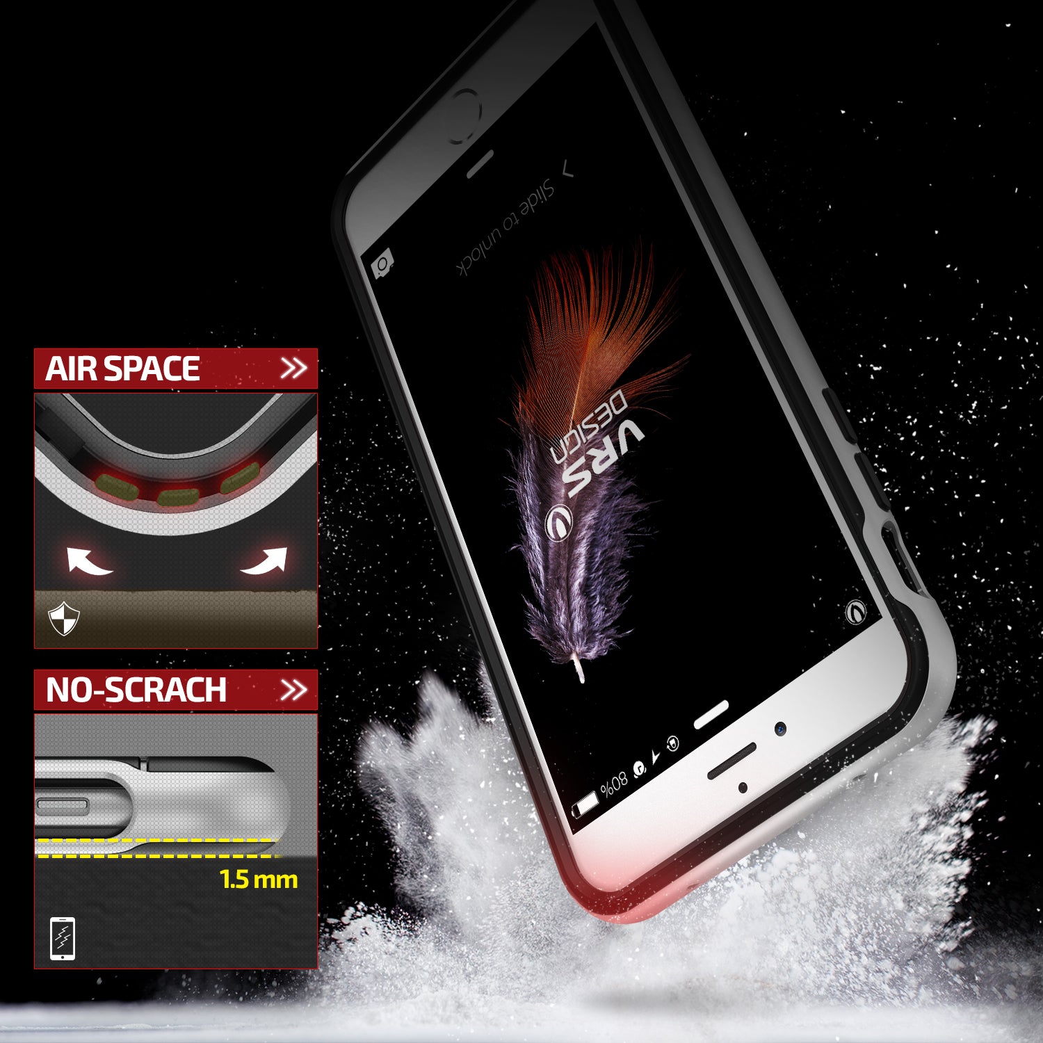 High Pro Shield Series Original From VRS Design Anti-shocks Case For iPhone 7 Plus Black / Silver