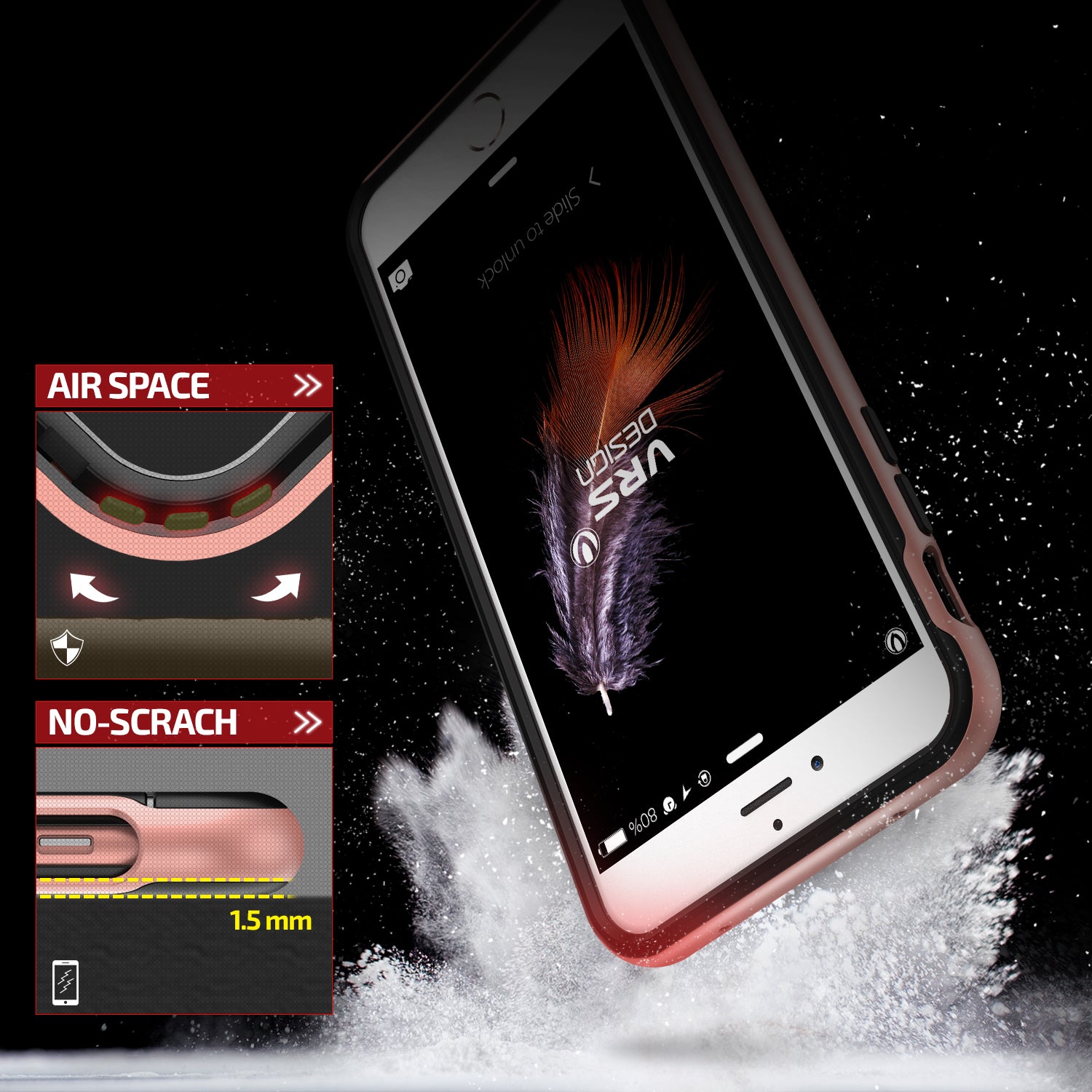 High Pro Shield Series Original From VRS Design Anti-shocks Case For iPhone 7 Plus Black / Rose