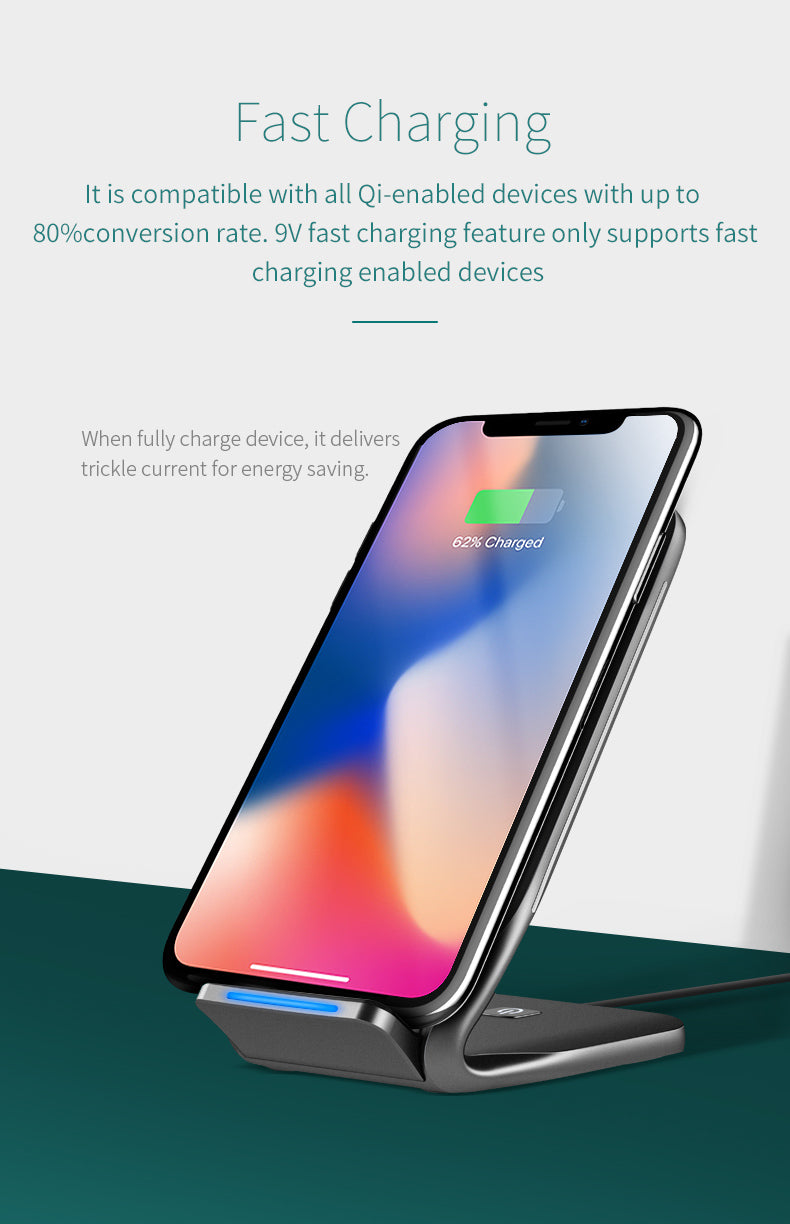 W3 Fast Wireless Charger By Rock QI Wireless Charging Phone Stand