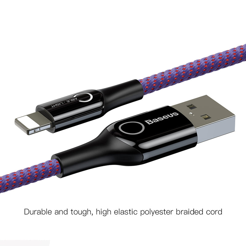 C-shaped By Baseus Light Intelligent Power-off Cable For iPhone Purple
