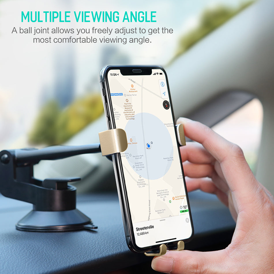 Gravity By Rock High Quality Metal Car Phone Holder Silver