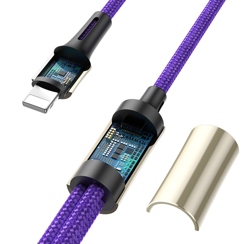 Baseus Caring Nylon Anti cut Cable 1-in-3 ( iPhone - Type C - Micro ) Purple