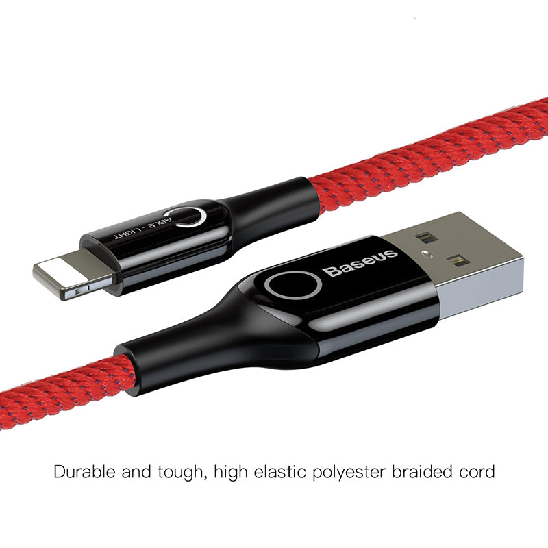 C-shaped By Baseus Light Intelligent Power-off Cable For iPhone Red