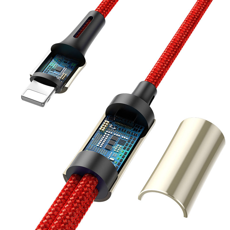 Baseus Caring Nylon Anti cut Cable 1-in-3 ( iPhone – Type C – Micro ) Red