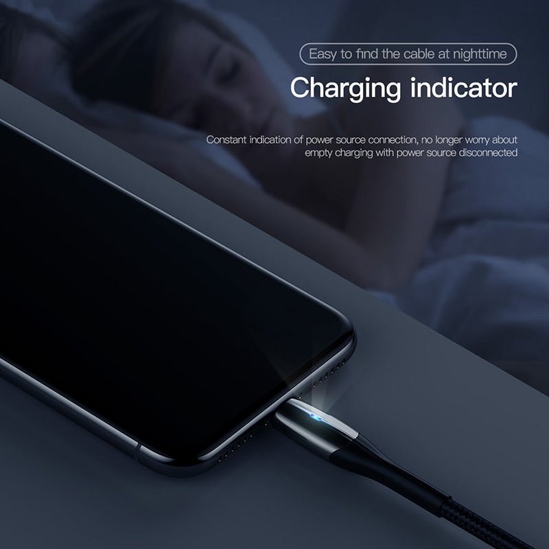 Horizontal Baseus Anti-Cut Cable With An Indicator Lamp For iP Black