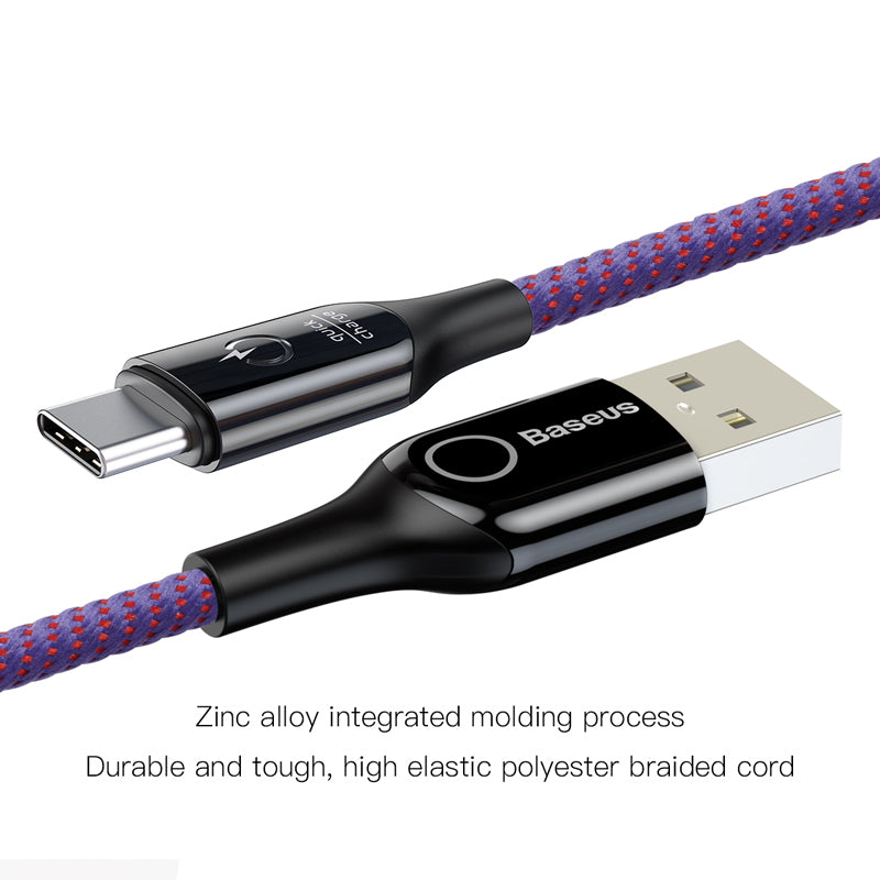 C-shaped By Baseus Light Intelligent Power-off Cable *Type C* Purple