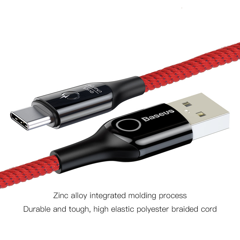 C-shaped By Baseus Light Intelligent Power-off Cable *Type C* Red