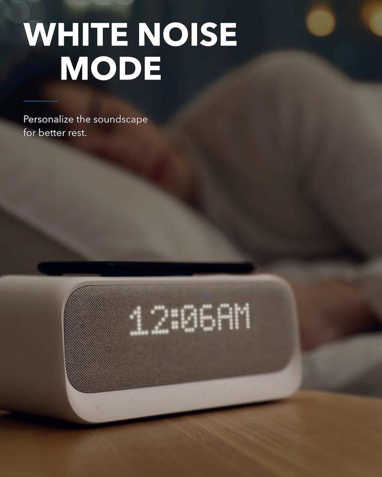 Anker Soundcore Wakey Speaker, Wireless Charger, Alarm & FM Radio White