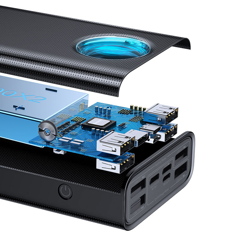 Baseus Amblight Fast Power Bank, 7 Ports 33W (PD3.0+QC3.0) 30000mAh Black