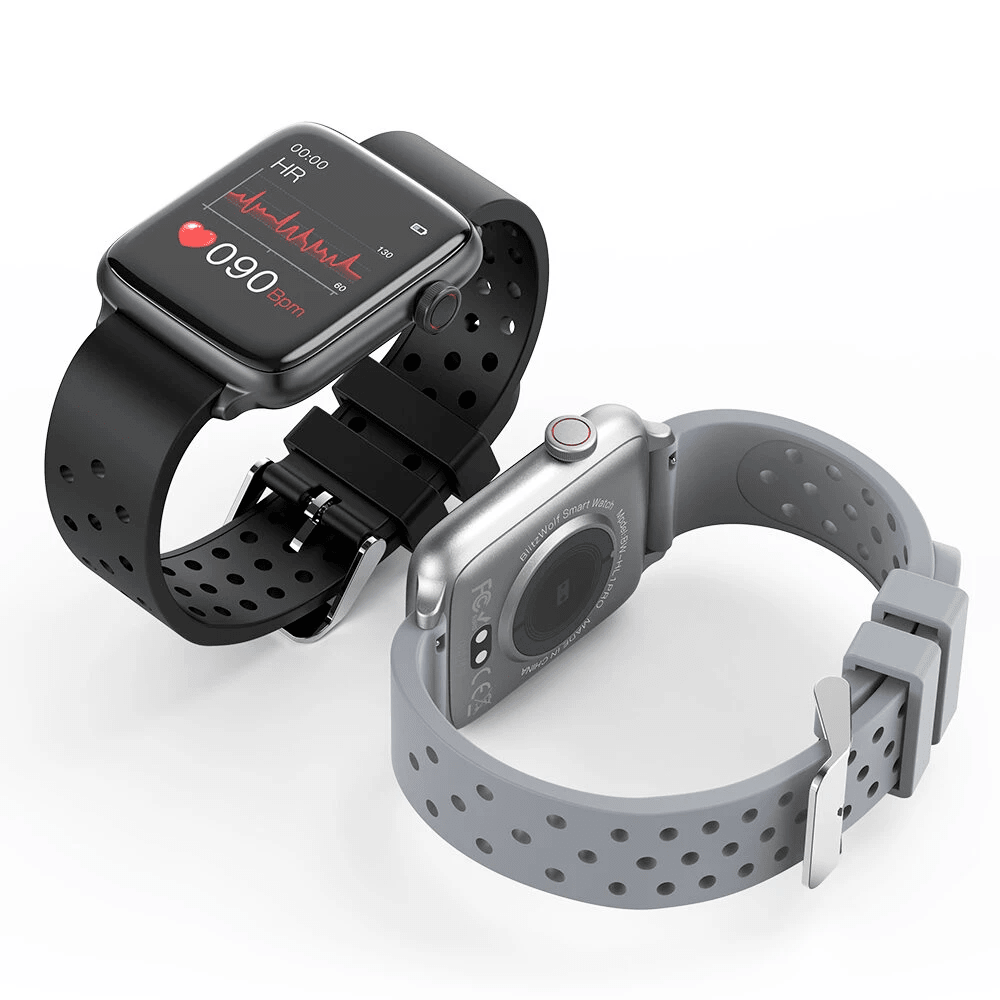 BlitzWolf BW-HL1Pro SmartWatch with 1.54-inch display, black fitness tracker showing health stats and digital watch face.