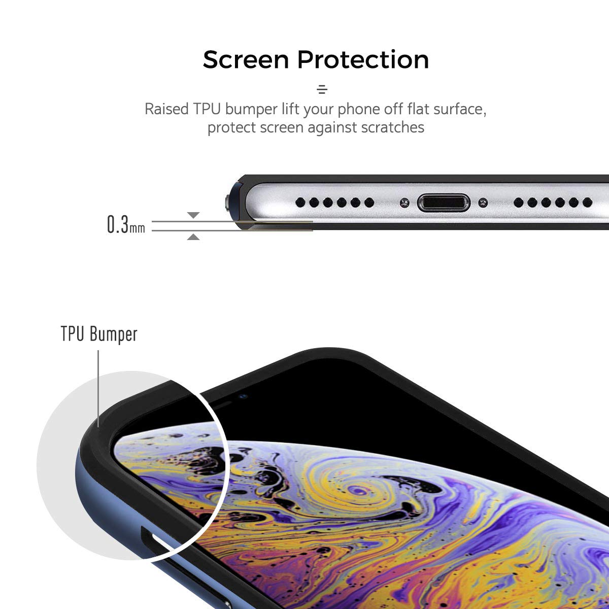 Royce Series By Rock Dual Layer Thin &amp; Slim Shockproof Case for iPhone Xs Max – Navy