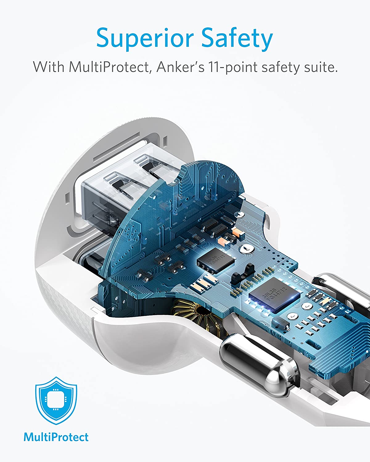 Anker PowerDrive 2 Elite 24W Dual Port, White