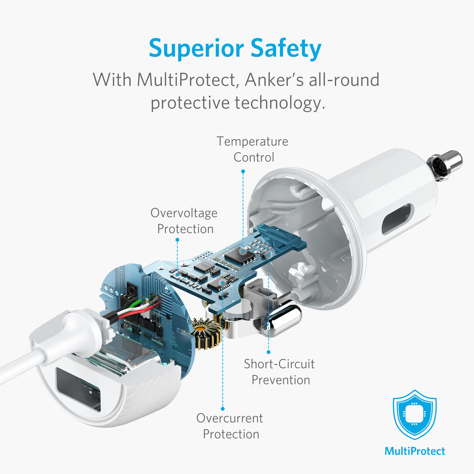 Anker PowerDrive 2 Elite, Lightning Connector, White