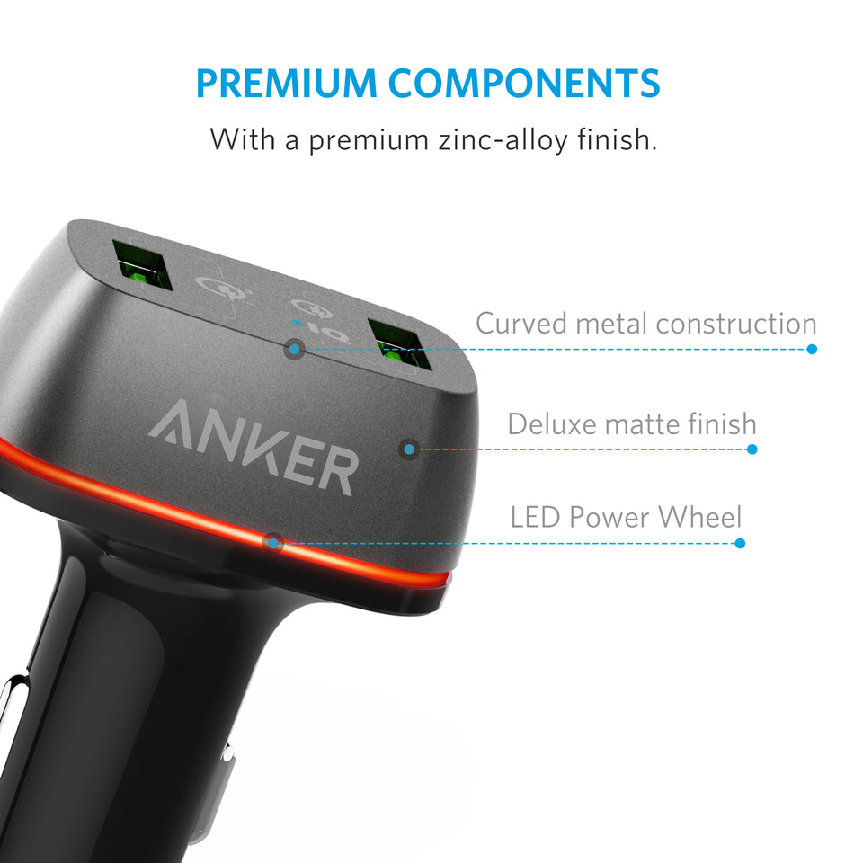 Anker PowerDrive+ 2 Quick Charge 3.0, 42w 2 Ports Black