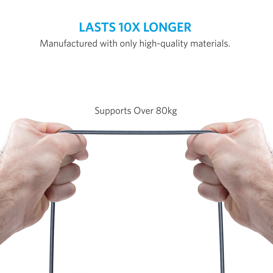 Anker PowerLine, Anti-Cut Micro USB 3ft, Gray