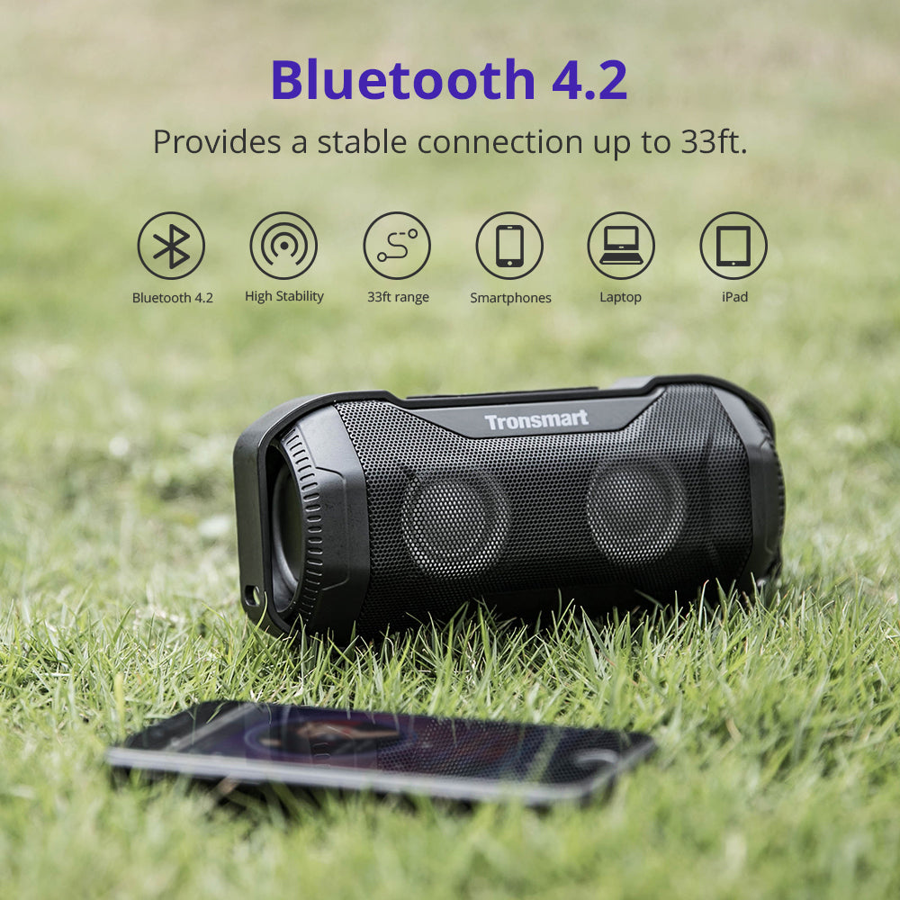 Tronsmart Blaze Super Bass Portable Bluetooth Speaker, IPX6, 12h With Bike Mount