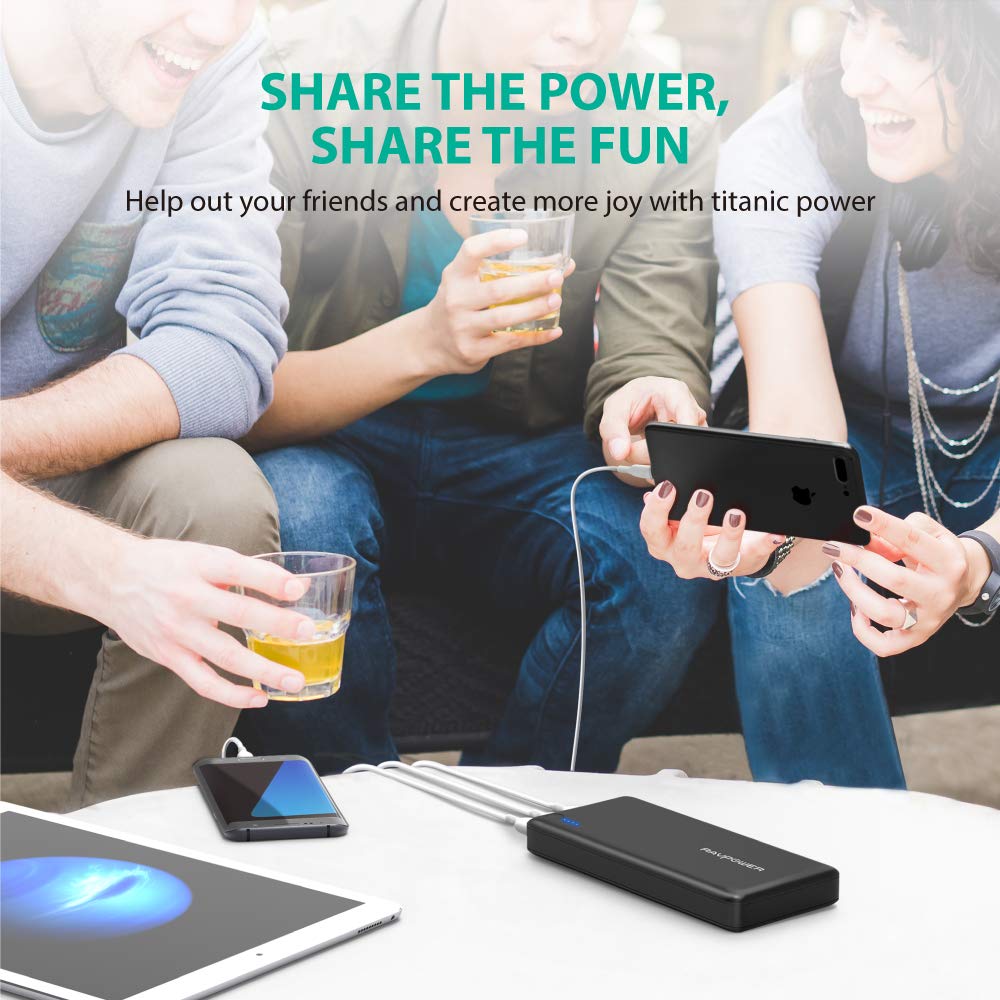 Ravpower 26800mAh Power Bank With iSmart Can Charger 3 Devices at the same time