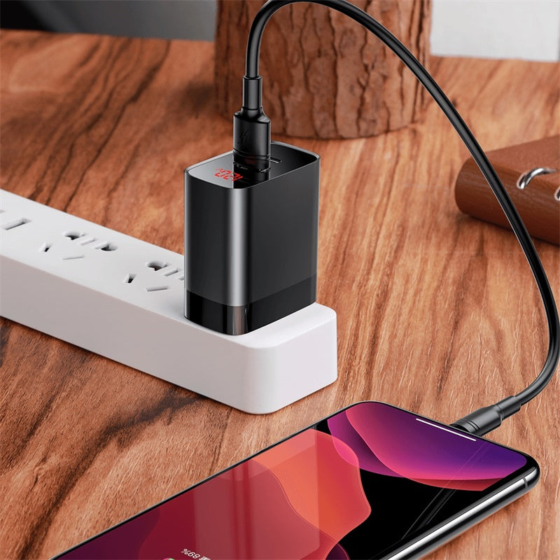 Baseus Mirror Lake Dual QC Digital Display quick Charger Type-c + A Black