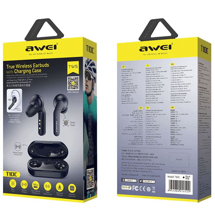 Awei Buds TWS HiFi Stereo Earbuds, Touch Control, Wireless Charging, IPX4