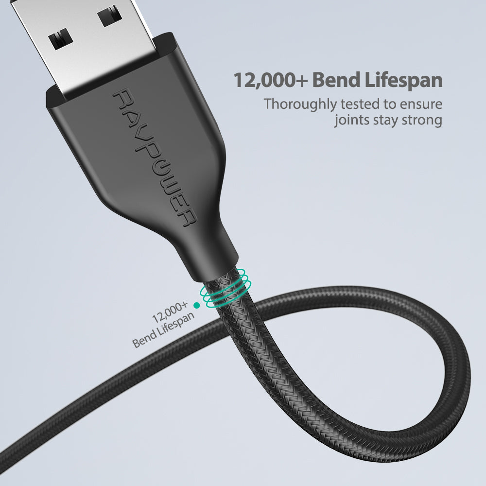 Ravpower RP-CB021 3*1 [ USB C - Micro - iP ] Cable Anti Cut - Black