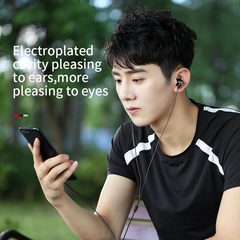 Smartkoshk Encok H10 Dual Moving-coil wired control headset in black with adjustable headband and in-ear design.