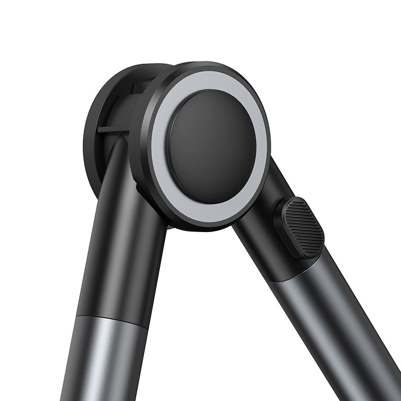 Black Baseus Otaku Life rotary adjustment lazy holder for phones and iPads, showing flexible arm and adjustable grip in use.
