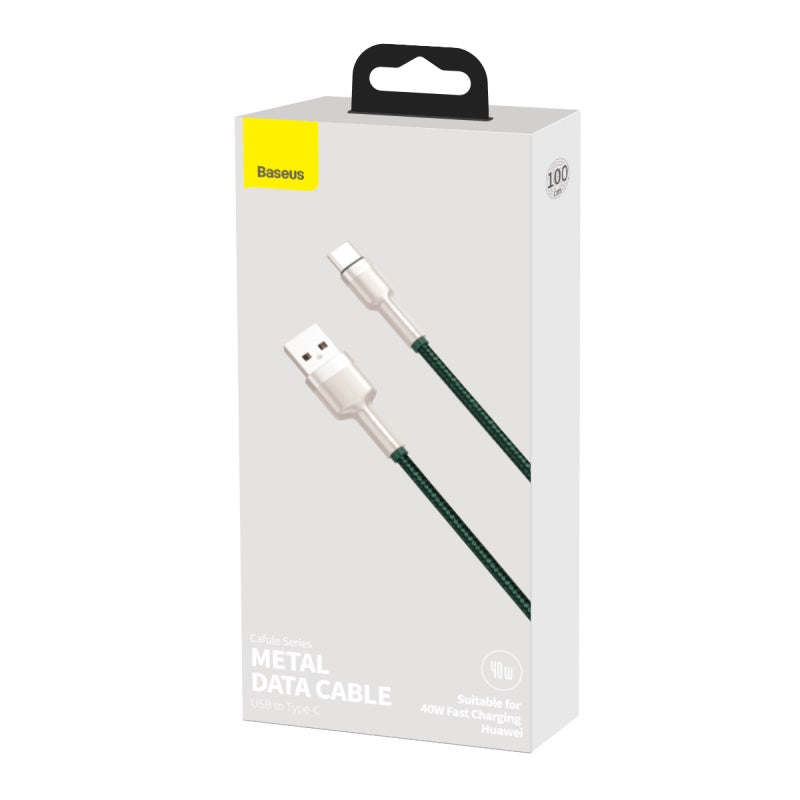 Baseus Cafule Series Metal 5A Data Cable USB To Type-C 40W 1m - Green