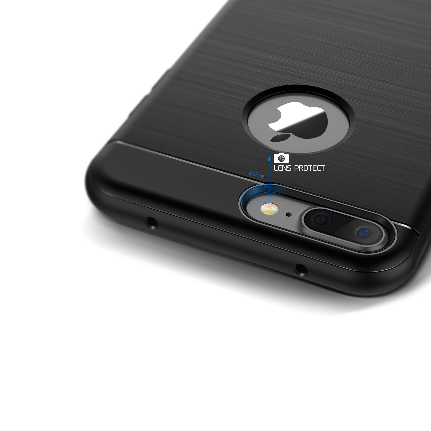 Slim and flexible black case for iPhone 7 Plus from VRS Design, showcasing its sleek design and camera cutout.