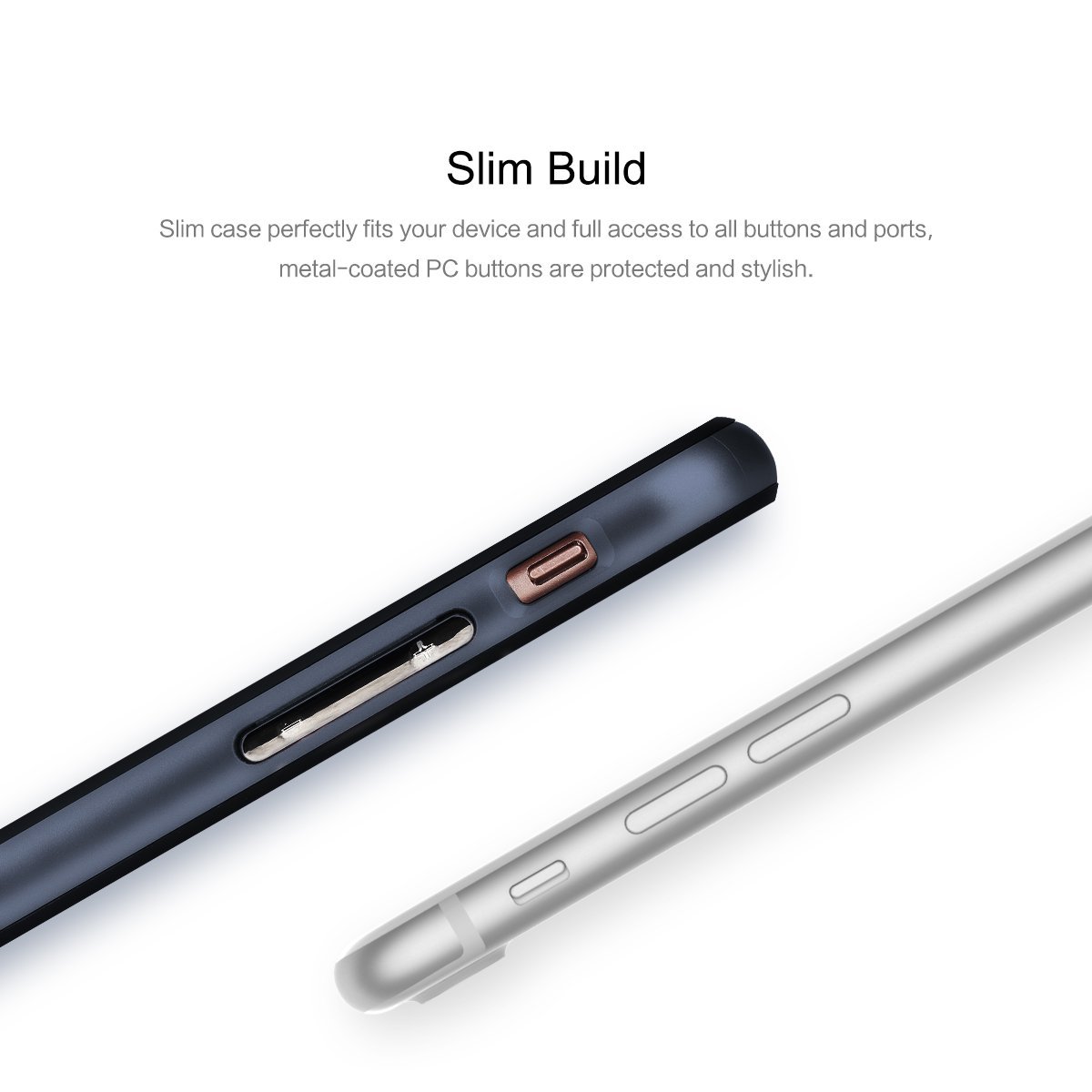 Royce Series By Rock Dual Layer Thin & Slim Shockproof Case for iPhone 7 Plus - Black/Navy