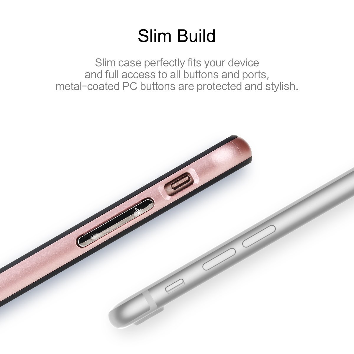 Royce Series By Rock Dual Layer Thin & Slim Shockproof Case for iPhone 7 Plus - Black/Rose