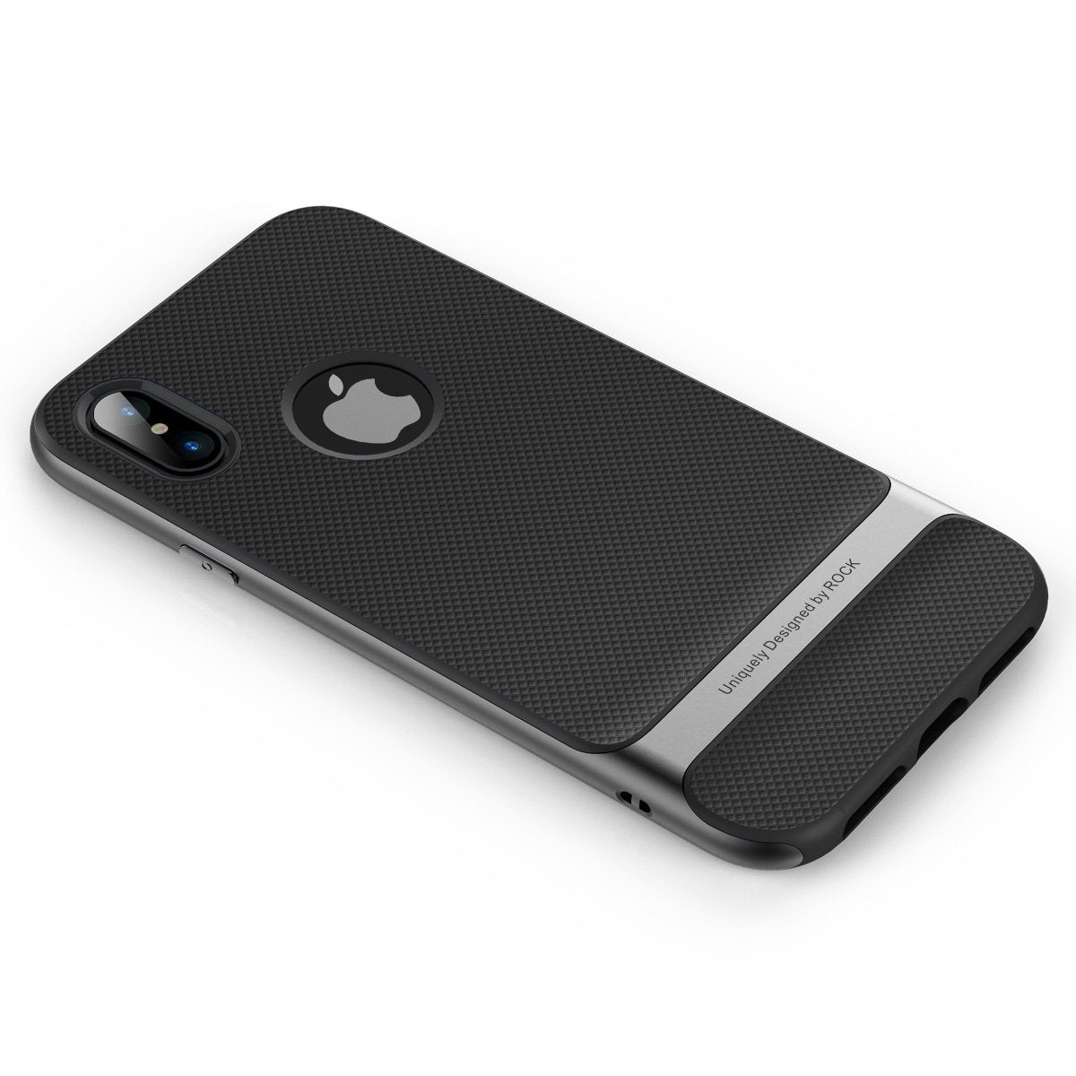 Royce Series By Rock Dual Layer Thin &amp; Slim Shockproof Case for iPhone X - Black/Gray