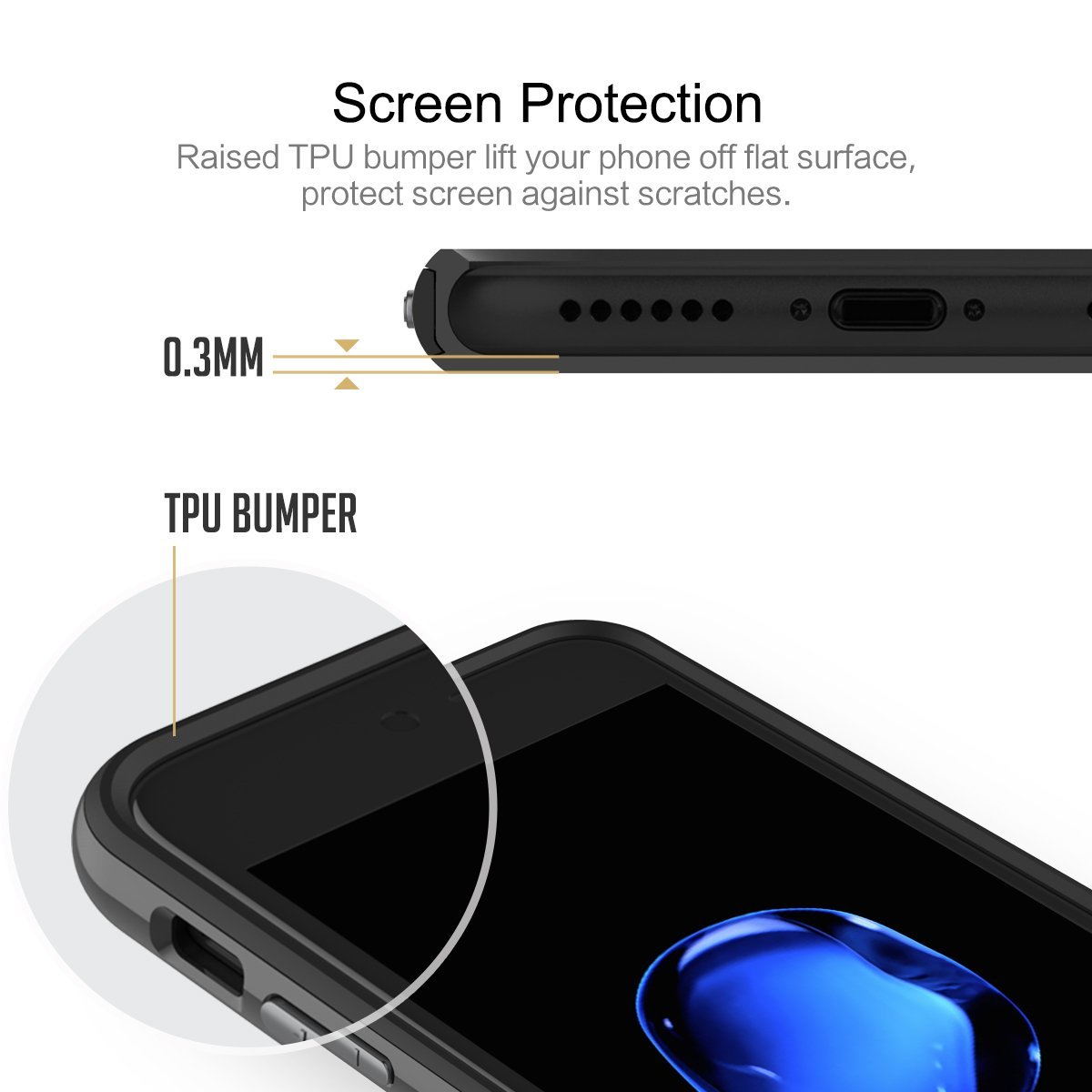 Royce Series By Rock Dual Layer Thin & Slim Shockproof Case for iPhone 7 Plus - Black