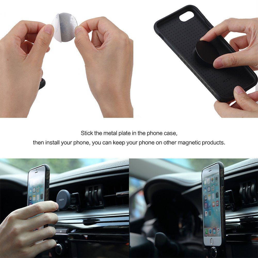 Origin Carbon Fiber By Rock With Bulit-in Magnetic Metal Plate for iPhone 7P | 8P - Black