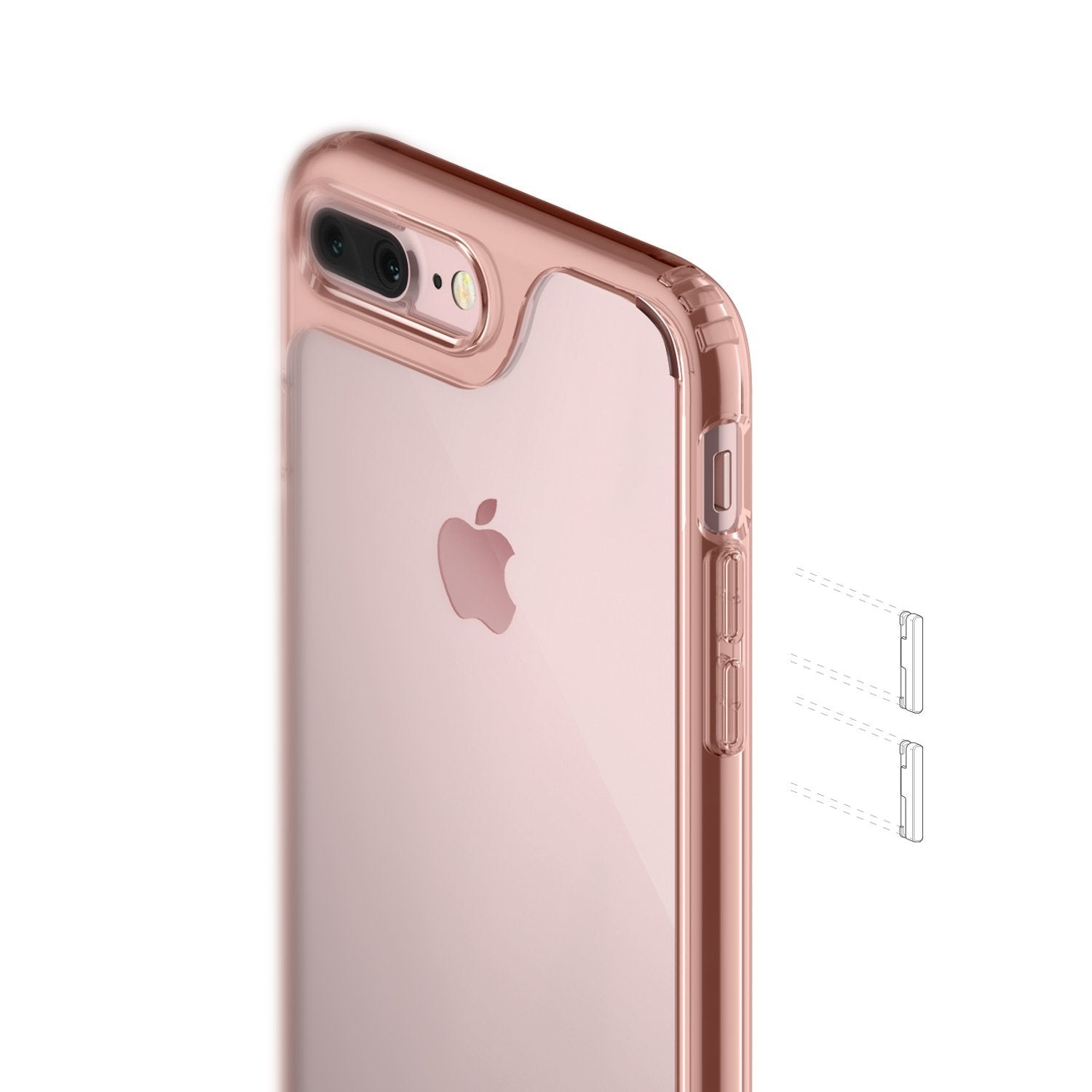iPhone 7 Plus Caseology Waterfall Series Slim Transparent Clear Cushion Grip Rose Gold