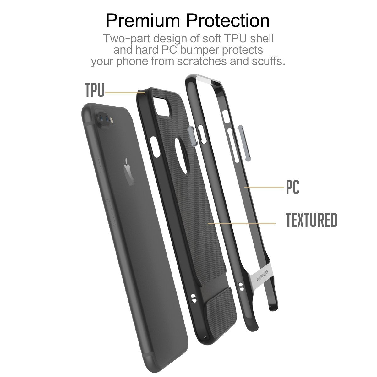 Royce Series By Rock Dual Layer Thin & Slim Shockproof Case for iPhone 7 Plus - Black