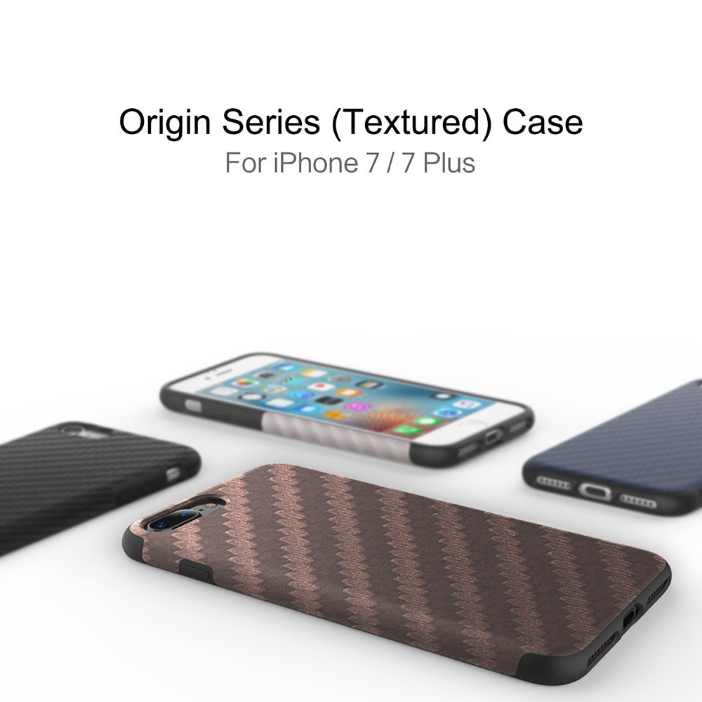 Origin Carbon Fiber By Rock With Bulit-in Magnetic Metal Plate for iPhone 7P | 8P - Black