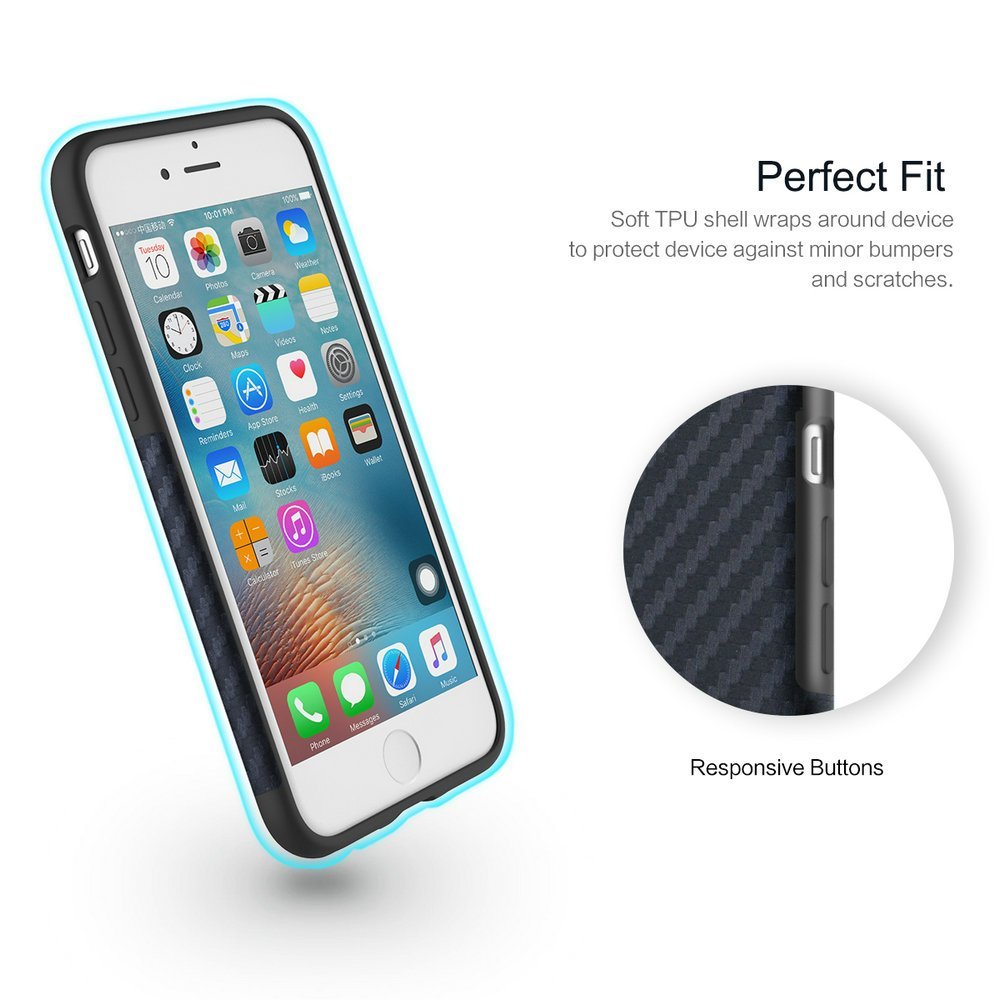 Origin Carbon Fiber By Rock With Bulit-in Magnetic Metal Plate for iPhone 7P | 8P - Navy