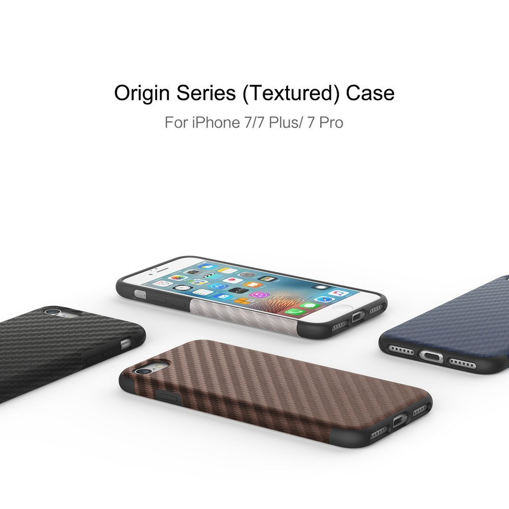 Origin Carbon Fiber By Rock With Bulit-in Magnetic Metal Plate for iPhone 7P | 8P - Navy