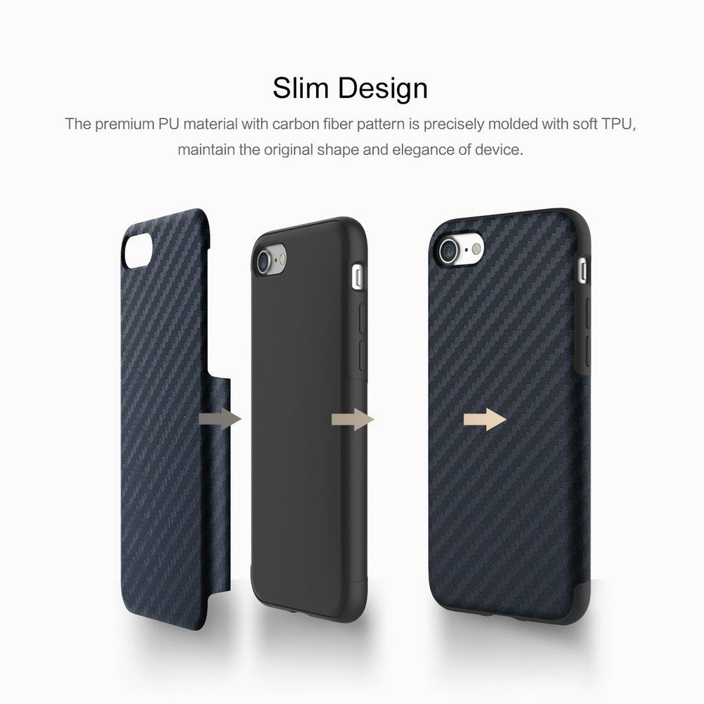 Origin Carbon Fiber By Rock With Bulit-in Magnetic Metal Plate for iPhone 7P | 8P - Navy