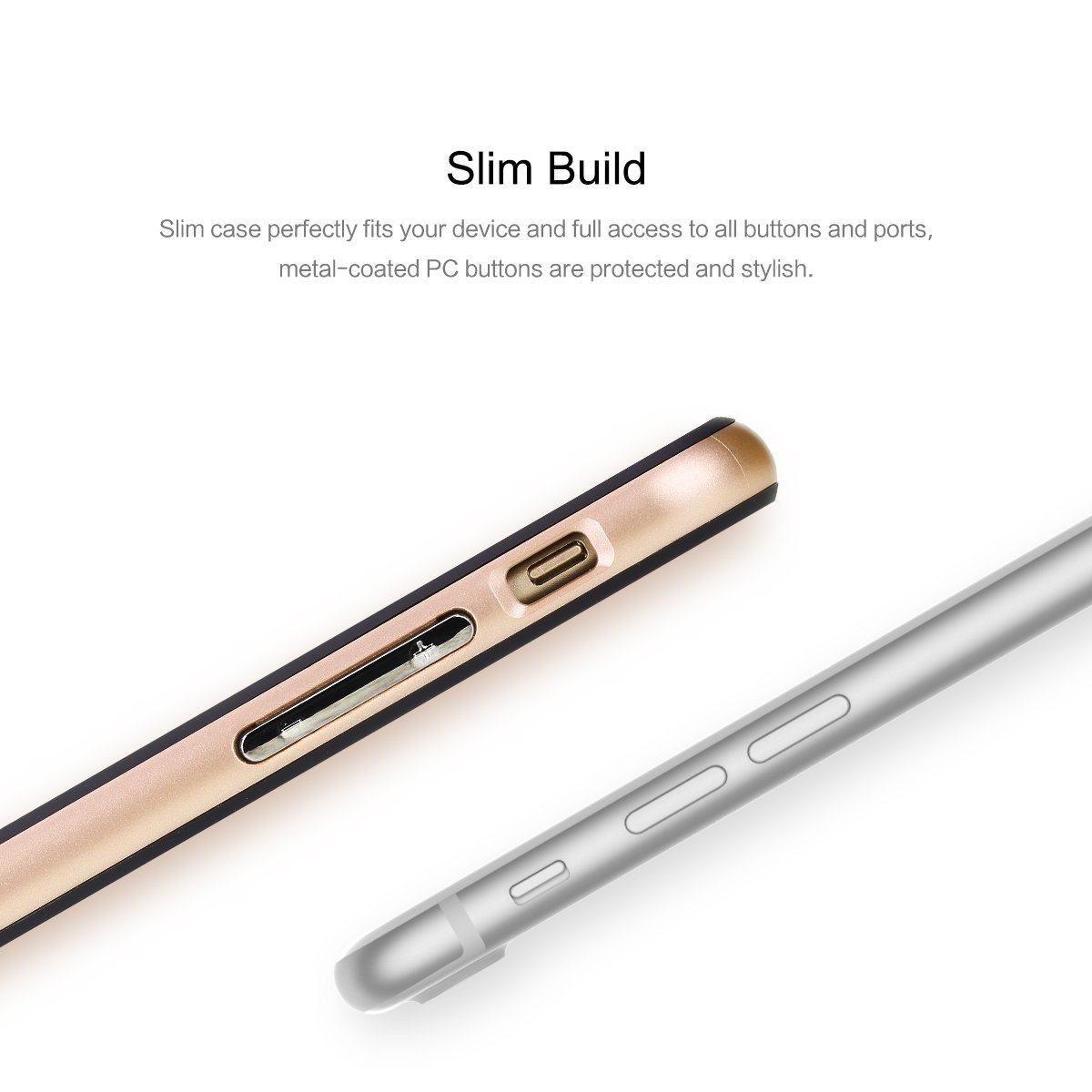 Royce Series By Rock Dual Layer Thin & Slim Shockproof Case for iPhone 7 Plus - Black/Gold