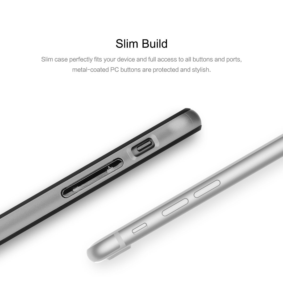 Royce Series By Rock Dual Layer Thin & Slim Shockproof Case for iPhone 7 Plus - Black/Gray