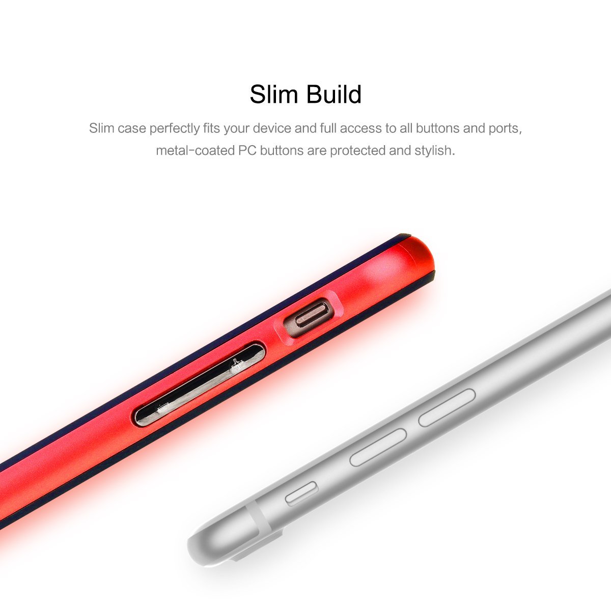 Royce Series By Rock Dual Layer Thin & Slim Shockproof Case for iPhone 7 Plus - Black/Red