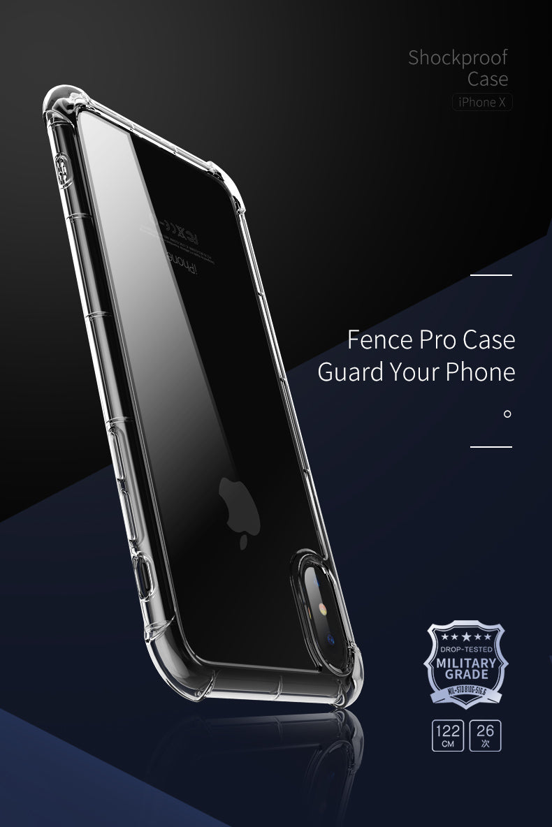 Fence Pro Series By Rock Protection Case Cover Transparent Bumper For iPhone X - Clear