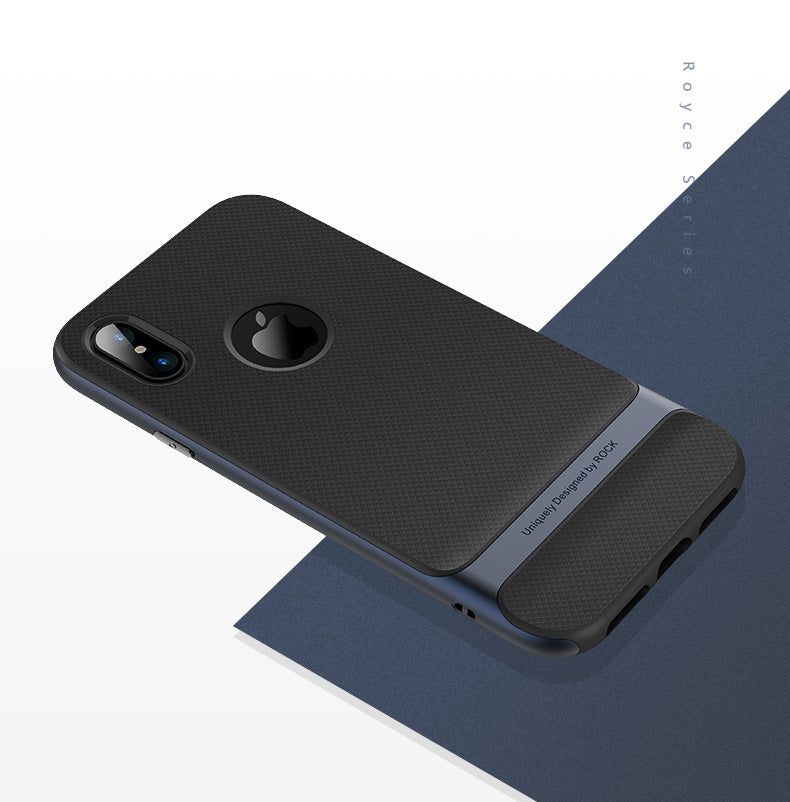 Royce Series By Rock Dual Layer Thin &amp; Slim Shockproof Case for iPhone X - Black/Navy