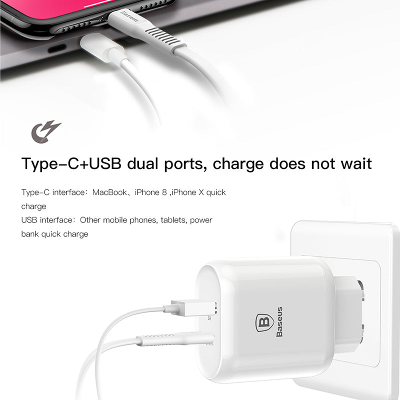 Baseus Bojure Series Type-C PD+U 32W Fast Charger For iPhone | White
