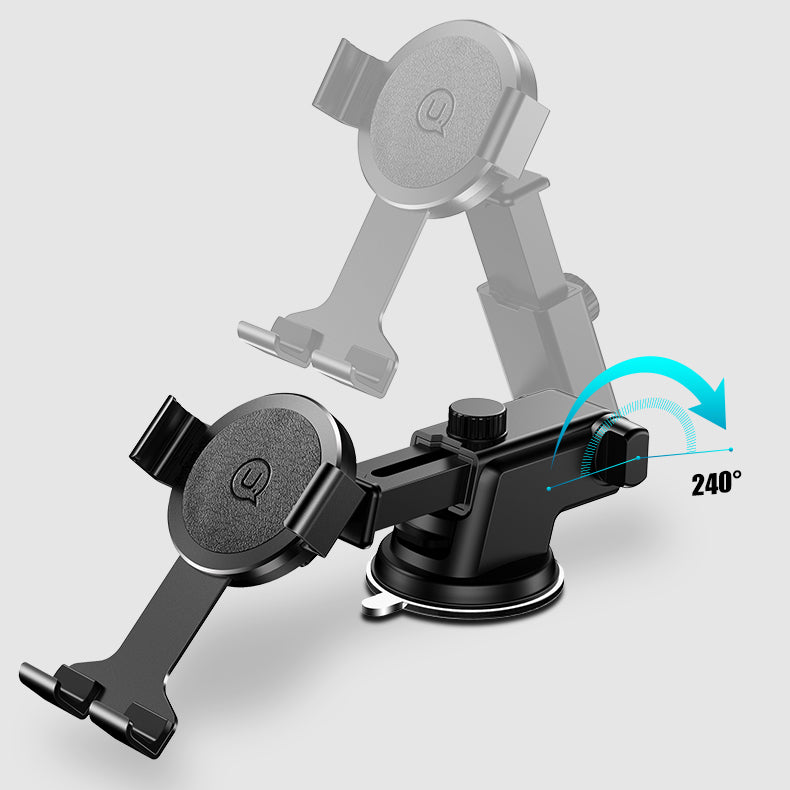 USAMS Smartkoshk blue car phone holder with 360-degree dashboard rotation and suction cup mount, designed for secure smartphone use.