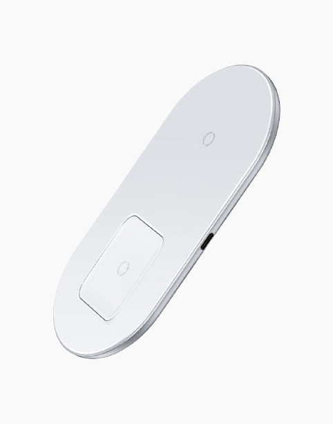 Baseus Simple 2in1 Wireless Charger Pro Edition For Phones+Pod 15W - White