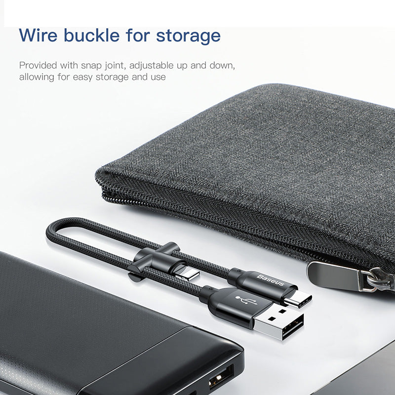 U-shaped Short PowerBank Cable 23cm For iPhone + Type C