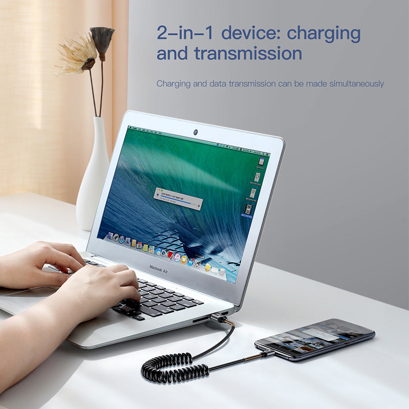 Spring By Baseus Flexible &amp; Space Saving Cable For iP 1.2m Black/Gold