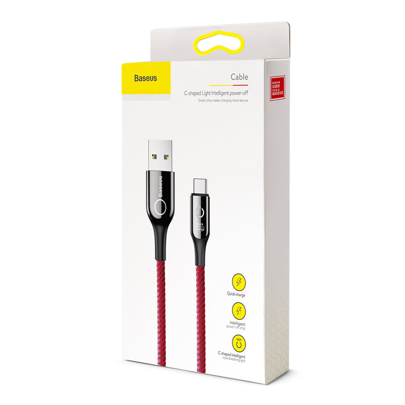 C-shaped By Baseus Light Intelligent Power-off Cable *Type C* Red